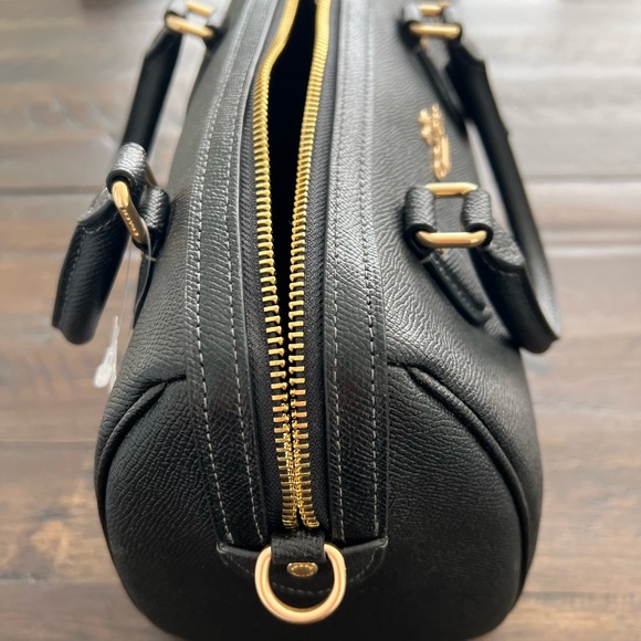 Coach Black Leather Rowan Satchel with Gold Accents - Picture 5 of 6